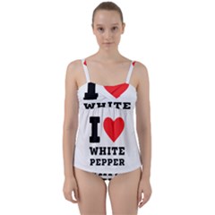 I Love White Pepper Twist Front Tankini Set by ilovewhateva