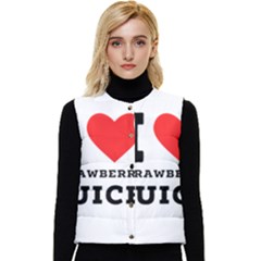 I Love Strawberry Juice Women s Short Button Up Puffer Vest by ilovewhateva