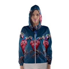 Birds Parrots Love Ornithology Species Fauna Women s Hooded Windbreaker by Ndabl3x