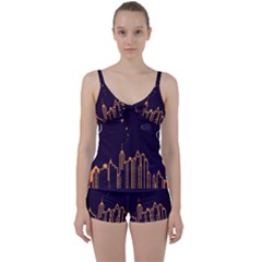 Skyscraper-town-urban-towers Tie Front Two Piece Tankini by Wav3s