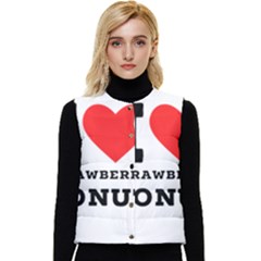 I Love Strawberry Donut Women s Short Button Up Puffer Vest by ilovewhateva