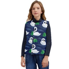 Swan Pattern Elegant Design Kid s Short Button Up Puffer Vest	 by Vaneshart