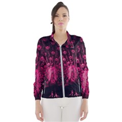 Peacock Pink Black Feather Abstract Women s Windbreaker by Wav3s