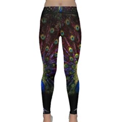 Peacock Feathers Classic Yoga Leggings by Wav3s