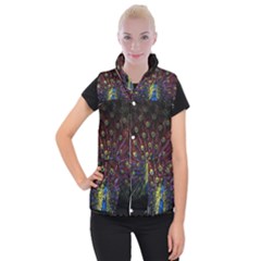 Peacock Feathers Women s Button Up Vest by Wav3s
