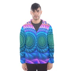 Peacock Feather Fractal Men s Hooded Windbreaker by Wav3s