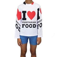 I Love Vegetarian Food Kids  Long Sleeve Swimwear by ilovewhateva