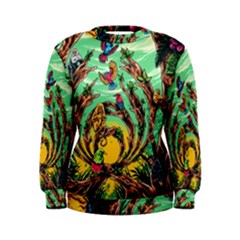 Monkey Tiger Bird Parrot Forest Jungle Style Women s Sweatshirt by Grandong