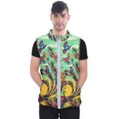 Monkey Tiger Bird Parrot Forest Jungle Style Men s Puffer Vest by Grandong