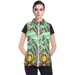 Monkey Tiger Bird Parrot Forest Jungle Style Women s Puffer Vest by Grandong