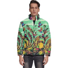 Monkey Tiger Bird Parrot Forest Jungle Style Men s Puffer Bubble Jacket Coat by Grandong