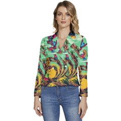 Monkey Tiger Bird Parrot Forest Jungle Style Women s Long Sleeve Revers Collar Cropped Jacket by Grandong