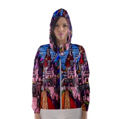 Beauty Stained Glass Castle Building Women s Hooded Windbreaker by Cowasu