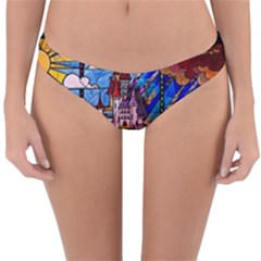 Beauty Stained Glass Castle Building Reversible Hipster Bikini Bottoms by Cowasu