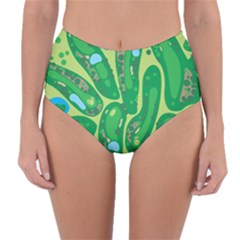 Golf Course Par Golf Course Green Reversible High-waist Bikini Bottoms by Cowasu