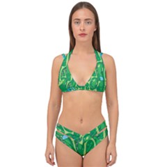 Golf Course Par Golf Course Green Double Strap Halter Bikini Set by Cowasu