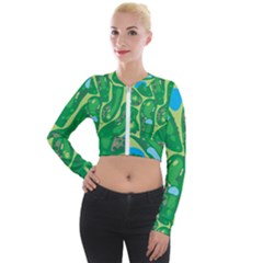 Golf Course Par Golf Course Green Long Sleeve Cropped Velvet Jacket by Cowasu