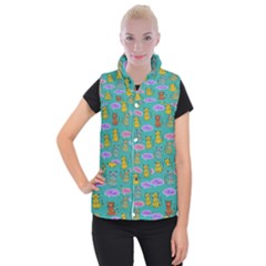 Meow Cat Pattern Women s Button Up Vest by Amaryn4rt