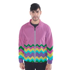 Easter Chevron Pattern Stripes Men s Windbreaker by Amaryn4rt