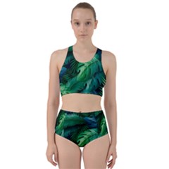Tropical Green Leaves Background Racer Back Bikini Set by Amaryn4rt