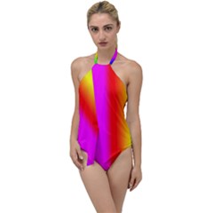 Multi Color Rainbow Background Go With The Flow One Piece Swimsuit