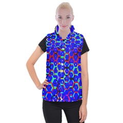 Blue Bee Hive Pattern Women s Button Up Vest by Amaryn4rt