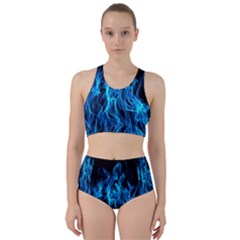 Digitally Created Blue Flames Of Fire Racer Back Bikini Set by Simbadda