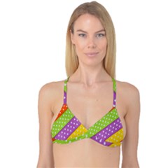 Colorful Easter Ribbon Background Reversible Tri Bikini Top by Simbadda