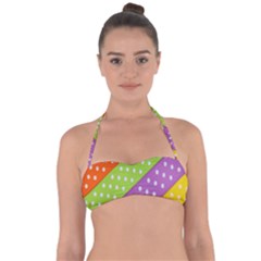 Colorful Easter Ribbon Background Halter Bandeau Bikini Top by Simbadda