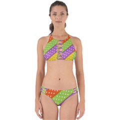 Colorful Easter Ribbon Background Perfectly Cut Out Bikini Set by Simbadda