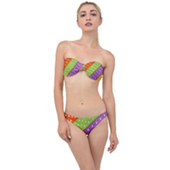 Colorful Easter Ribbon Background Classic Bandeau Bikini Set by Simbadda