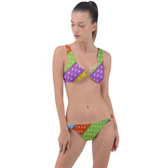 Colorful Easter Ribbon Background Ring Detail Crop Bikini Set by Simbadda
