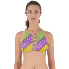 Colorful Easter Ribbon Background Perfectly Cut Out Bikini Top by Simbadda