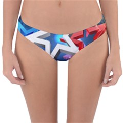 4th Of July Happy Usa Independence Day Reversible Hipster Bikini Bottoms by Ravend
