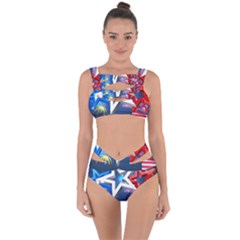 4th Of July Happy Usa Independence Day Bandaged Up Bikini Set  by Ravend