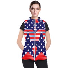 Patriotic American Usa Design Red Women s Puffer Vest by Celenk