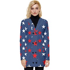 Patriotic Colors America Usa Red Button Up Hooded Coat  by Celenk