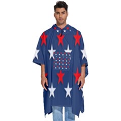 Patriotic Colors America Usa Red Men s Hooded Rain Ponchos by Celenk