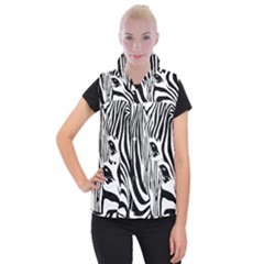 Animal Cute Pattern Art Zebra Women s Button Up Vest by Amaryn4rt