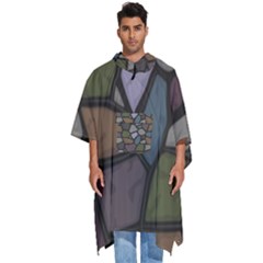 Cartoon-colored-stone-seamless-background-texture-pattern - Men s Hooded Rain Ponchos by uniart180623