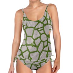 Cartoon-gray-stone-seamless-background-texture-pattern Green Tankini Set by uniart180623