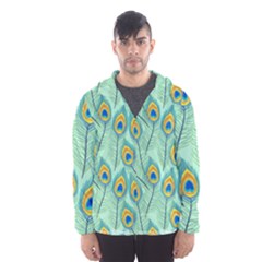Lovely-peacock-feather-pattern-with-flat-design Men s Hooded Windbreaker by uniart180623
