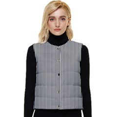 Stripe Line Pattern Black Lines Women s Button Up Puffer Vest