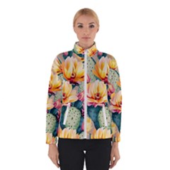 Prickly Pear Cactus Flower Plant Women s Bomber Jacket by Ravend