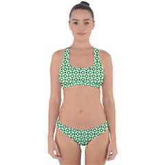 Mazipoodles Green White Donuts Polka Dot  Cross Back Hipster Bikini Set by Mazipoodles