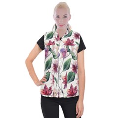 Floral Pattern Women s Button Up Vest by designsbymallika