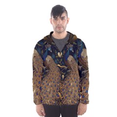 Peacock Plumage Bird Decorative Pattern Graceful Men s Hooded Windbreaker by Ravend