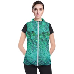 Green And Blue Peafowl Peacock Animal Color Brightly Colored Women s Puffer Vest by uniart180623