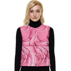 Pink Roses Pattern Floral Patterns Women s Button Up Puffer Vest by uniart180623