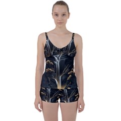 Waterfall Water Nature Springs Tie Front Two Piece Tankini by Simbadda